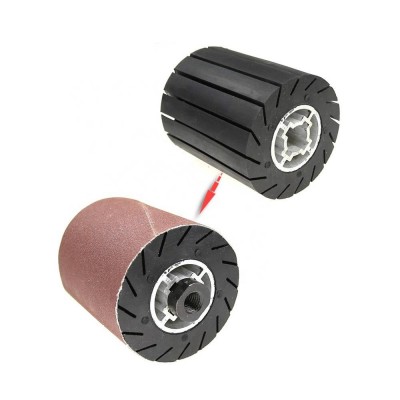 90*100*19mm Rubber Drum Polishing Wheel Roller Sanding Bands With M14 Electric Grinder Adapter