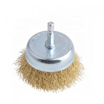 50/65/75mm Free sample cheap  Customized Crimped Steel Wire Mounted Cup Brushes